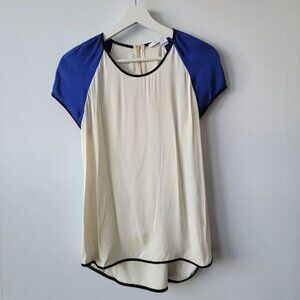 Diane Von Furstenberg womens Colorblock 100% silk top size s short sleeve
